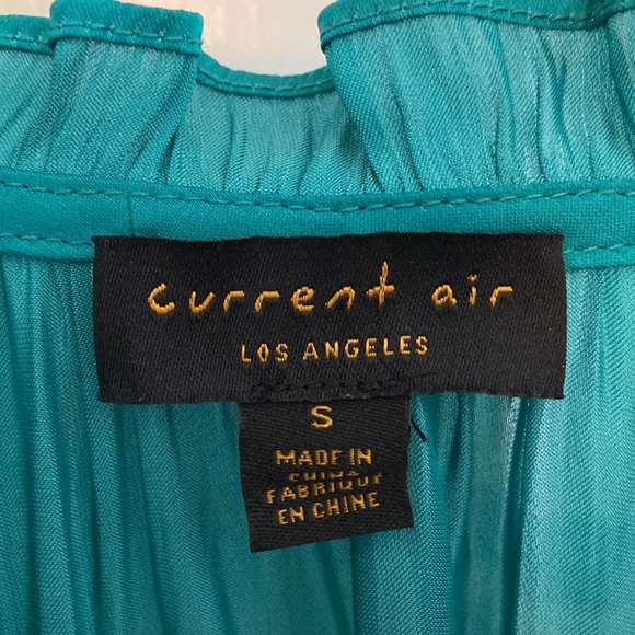 Current Air from Anthropologie Green/Teal Blue Silky Dress - Picture 12 of 14